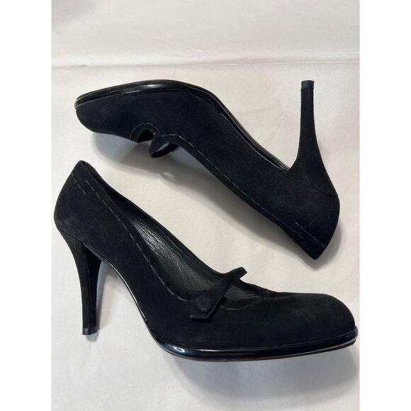 Stuart Weitzman Womens Suede Mary Jane Pumps Size 8.5 Black - Picture 5 of 10